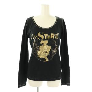 ガールプリント 長袖 カットソー Tシャツ F 黒 ブラック /SS OS