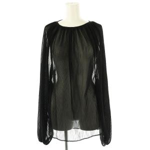 プリーツブラウス プルオーバー シアー ブラック /DO OS