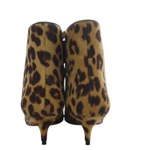 AQUAZZURA ドゥーズィエムクラス取扱い ブーツ ショート ハイヒール ポインテッドトゥ レオパード ハラコ 38 ブラウン