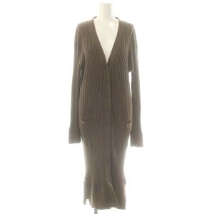 RIB CARDIGAN カーディガン ロング カシミヤ混 ブラウン /DO OS