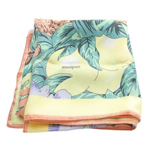 manipuri シルク フルーツ柄 スカーフ 黄色 イエロー /SR7