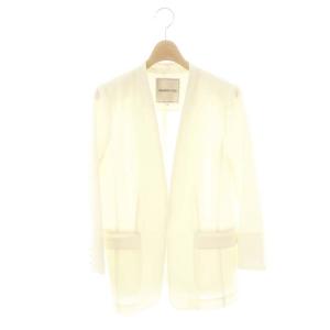 23SS 袖パールノーカラージャケット 1 ホワイト /DF OS