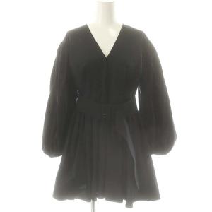 ベルト付きタックギャザーブラウス ベルト付き M 紺 /MI OS