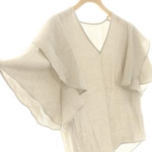 NOBLE 24SS ファジーリネンラッフルブラウス グレージュ /DO OS