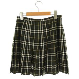 BURBERRY BLUE LABEL チェック キルトスカート ミニ フレア 38 カーキ /SS OS