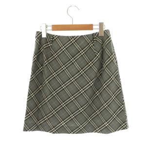 Burberry's BLUE LABEL チェック スカート フレア ミニ 38 グレー /AT OS