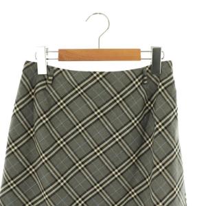 Burberry's BLUE LABEL チェック スカート フレア ミニ 38 グレー /AT OS