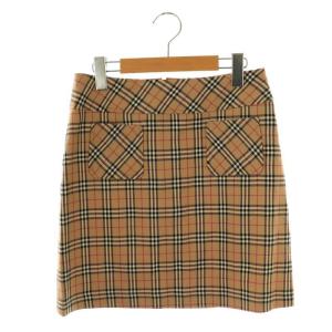 ノバチェック スカート 台形 ミニ 38 ベージュ /AT OS
