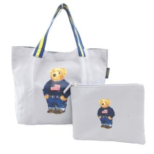 トートバッグ ポロベア ポーチ付き グレー /AE