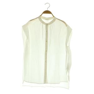 24SS バンドカラー タック フレンチブラウス シアー ホワイト /MY OS