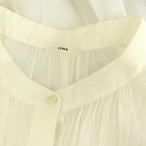 IENA 24SS バンドカラー タック フレンチブラウス シアー ホワイト /MY OS