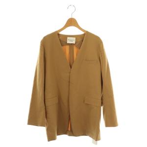 リヨセルタイプライターノーカラージャケット 背抜き 38 ベージュ /DO OS SH