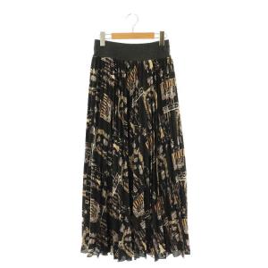 プリントプリーツスカート ロング フレア F ダークグレー チャコールグレー マルチカラー /DO OS