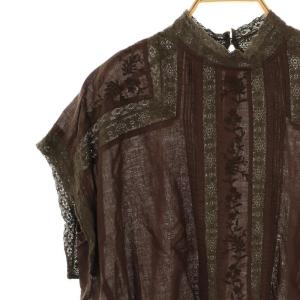 BEARDSLEY レースフレンチブラウス リネン F ブラウン /ES OS SH