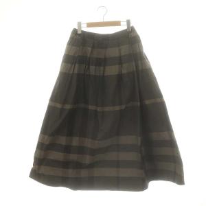 ビッグチェック タフタロングスカート フレア F グレー /MI OS SH