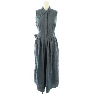 ノースリーブデニムシャツワンピース ロング 36 ネイビー /DO OS SH