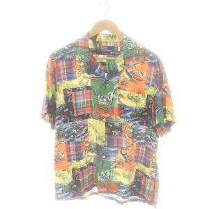 CLADY1-SHORT-SLEEVE-SPORTSHIRTS アロハシャツ 半袖 総柄 M オレンジ