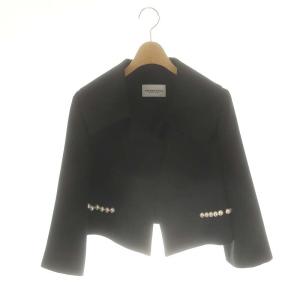 ポケットパールビッグカラージャケット クロップド丈 32 黒 /MI OS