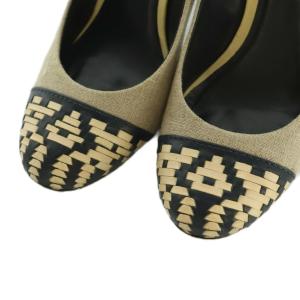 TORY BURCH パンプス ラウンドトゥ キャンバス 6.5 M 23.5cm ベージュ /MI OS