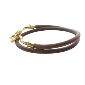 HERMES ジャンボチョーカー 2連ブレスレット レザー ブラウン /YO21 OH