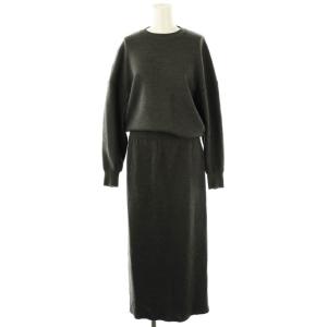 ミラノリブ立体ニットワンピース ロング 長袖 38 ダークグレー /DO OS