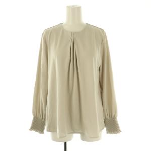 ストレッチジャージーネックタックプルオーバー ブラウス S グレージュ /DO OS