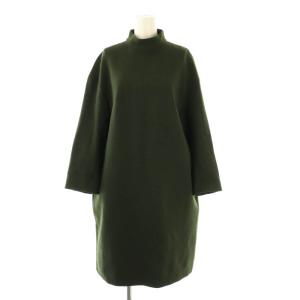 ウールダブルクロス1スタンドBOXワンピース 長袖 膝丈 36 モスグリーン /DO OS