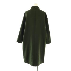 ENFOLD ウールダブルクロス1スタンドBOXワンピース 長袖 膝丈 36 モスグリーン /DO OS