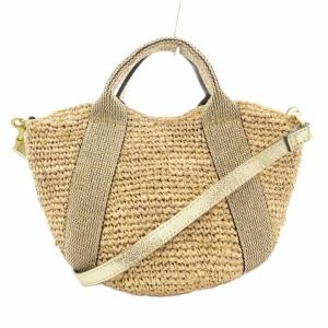 かごバッグ ハンドバッグ ショルダー 2WAY 斜め掛け ラメ ベージュ ゴールドカラー /GV