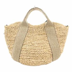 VIOLA d'ORO かごバッグ ハンドバッグ ショルダー 2WAY 斜め掛け ラメ ベージュ ゴールドカラー /GV