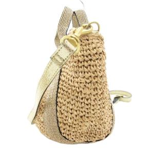 VIOLA d'ORO かごバッグ ハンドバッグ ショルダー 2WAY 斜め掛け ラメ ベージュ ゴールドカラー /GV