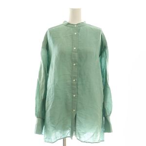 23SS ラミーリヨセル バックギャザーシャツ 長袖 バンドカラー 38 緑 グリーン /AT OS