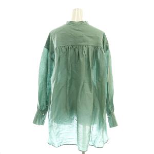 IENA 23SS ラミーリヨセル バックギャザーシャツ 長袖 バンドカラー 38 緑 グリーン /AT OS
