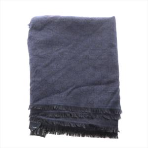 GUCCI ストール マフラー フリンジ GG柄 大判 正方形 ウール シルク混 黒 ブラック 281942 /AS