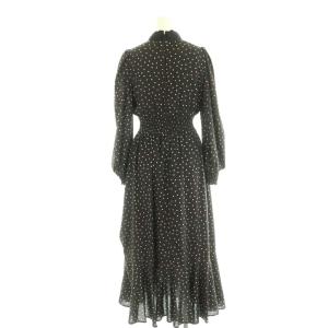 Apuweiser-riche 23AW 裾レイヤードドットワンピース ミモレ ロング 長袖 0 黒 ブラック /AT OS