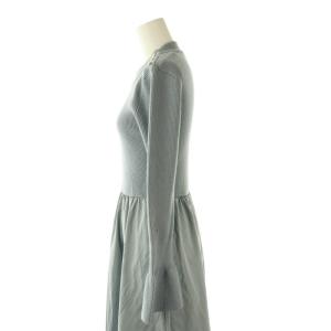 LAISSE PASSE ニットワンピース 切替 ロング 長袖 38 ライトブルー /HK OS