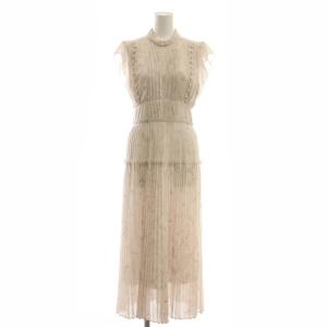 プリーツロングワンピース フリル インナー付き 0 ピンクベージュ /MI OS