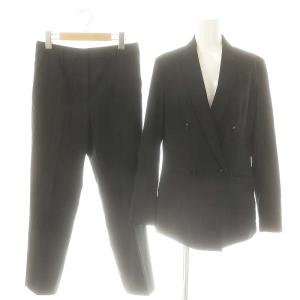 セットアップ リネンブレンドダブルジャケット テーラード リネンブレンドスティックパンツ M L 黒 /MI