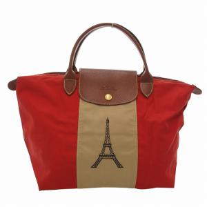 【新品】ロンシャン ル・プリアージュボストン男女兼用 ネイビー、レッド(刺繍) ロンシャン LONGCHAMP トートバッグ 刺繍 ナイロン 紺 ネイビー