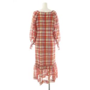 Diagram GRACE CONTINENTAL チェックオーガンワンピース ロング 七分袖 36 レッド /HK OS