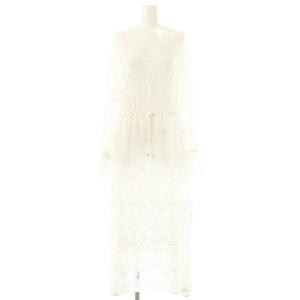 刺繍レースワンピース ロング 36 ホワイト /DF OS
