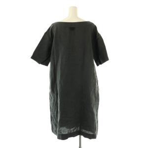 MARGARET HOWELL リネン ショートスリーブ ワンピース ひざ丈 半袖 F グレー /AT OS