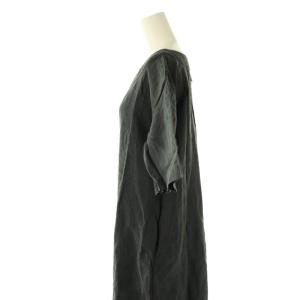 MARGARET HOWELL リネン ショートスリーブ ワンピース ひざ丈 半袖 F グレー /AT OS