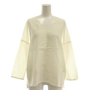 コットン カシミヤ Vネック カットソー 七分袖 アイボリー /AT OS