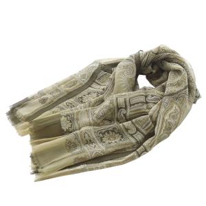 シルク ペイズリー長方形スカーフ 総柄 茶色 ブラウン /SR25