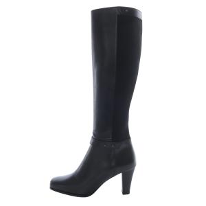 レザー 切替 ロングブーツ ハイヒール 黒 ブラック /SR40