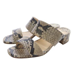 パイソン レザーローヒール サンダル ミュール 35.5 茶色 ブラウン 黒 ブラック /SR38