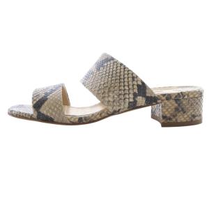 FABIO RUSCONI パイソン レザーローヒール サンダル ミュール 35.5 茶色 ブラウン 黒 ブラック /SR38