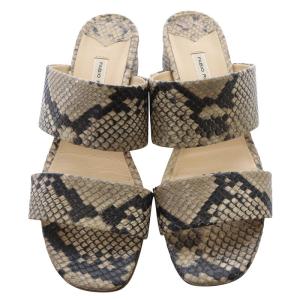 FABIO RUSCONI パイソン レザーローヒール サンダル ミュール 35.5 茶色 ブラウン 黒 ブラック /SR38