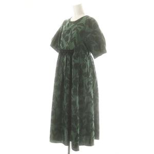 S Max Mara ボタニカル柄ウエストビジュードレス ワンピース グリーン ブラック